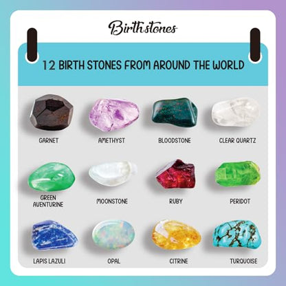 Gamerside Gemstone Dig Kit, 12 Birthstone Gems to Dig Up, Birthday Gift 6+ - color: Birthstone Dig Kit