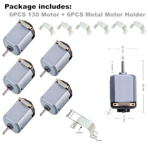 California JOS 6 Pack DC 1.5-3V 15000RPM Mini Electric 130 Motor Kit for DIY Remote Control Car, Motor, STEM, and Various Experiments with 6 PCS Metal Mount