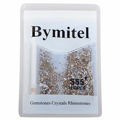 2880PCS Art Nail Rhinestones Non Hotfix Glue Fix Round Crystals Glass Flatback for DIY Jewelry Making with one Picking Pen (ss5 2880pcs, Smoked Topaz) - color: Smoked Topaz, size: ss5 2880pcs