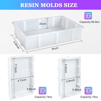 KISREL Large Rectangular Resin Molds, Epoxy Resin Casting Silicone Mold - size: Large Rectangular