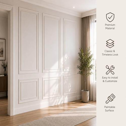 Peel and Stick Wall Molding Kit, Pre Cut Bilinear Frame Wainscoting Panel - color: 24"x54"+13.5"x44"