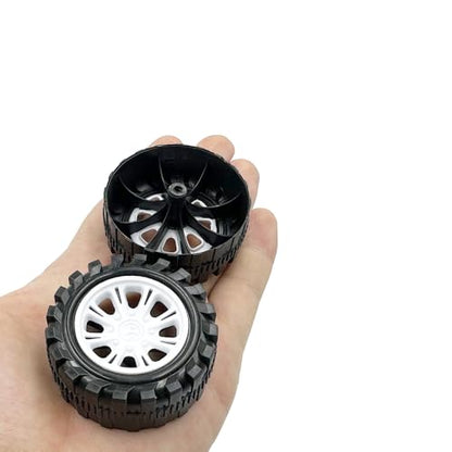 10PCS Toy Car Wheels 2.5mm Dia Shaft Plastic Car Wheels with 5PCS Shaft Round Rod Axles for RC Car Truck Robot DIY Model Toy Building Accessories (2.5x20x51mm White) - style: 2.5x20x51mm White