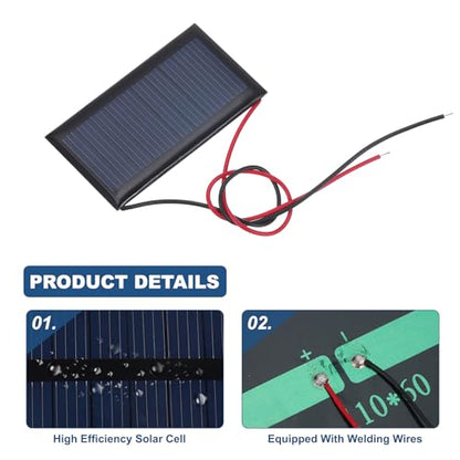 MECCANIXITY 5 Pcs 5V 0.225W 45mA Mini Solar Panels, Small Polycrystalline Solar Cell Panel with 2 Cable for DIY Electric Toy Materials Kits Charger, 53mm x 30mm - style: 5V 0.225W 45mA