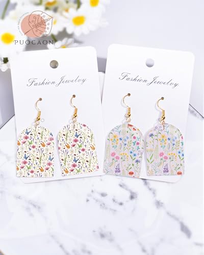 Puocaon Wildflower Clay Transfer Paper - 4 Design Flower Polymer Clay Transfer Sheets for Earrings Jewelry, Lavender Floral Transfer Paper for Polymer Clay Earrings - color: wildflower