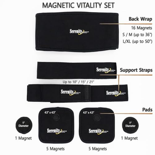 SERENITY2000 Full Body Magnetic Vitality Set, Small (Waist up to 36") - size: Small - Waist up to 36"