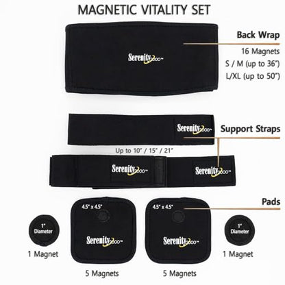 SERENITY2000 Full Body Magnetic Vitality Set, Small (Waist up to 36") - size: Small - Waist up to 36"