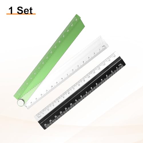 HARFINGTON Folding and Straight Ruler Kit 30/15cm Metric Aluminum Alloy Plastic Protractor Foldable Angle Ruler for Home Classroom Office, Green - color: Clear-Green