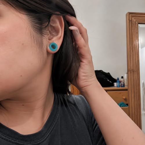 Oyaface 20 PCS Piercing Tunnel Set Soft/Hard Silicone Flesh Ear Plugs 2g-25mm Flexible Ear Stretching Gauge Expander - color: Turquoise