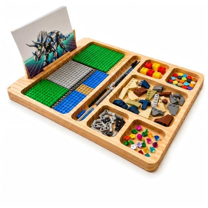Building Tray for LEGO, 7-Compartment Sorting Tray with Manual Holder - size: Small