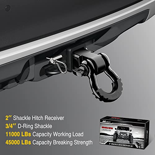 Nilight Shackle Hitch Receiver 2inch for Vehicle Recovery with 3/4" Shackle - color: Black