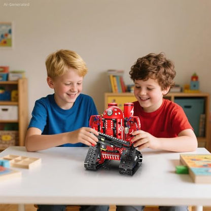 5 in 1 Robot Building Set with RC & APP for Boys Kids Age 8-14 - color: 5in1 Red Robot
