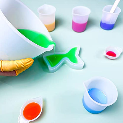 Sjubaopen Silicone Measuring Cups 600ml for Resin, Epoxy, Baking - size: 600ML+100ML+10ML