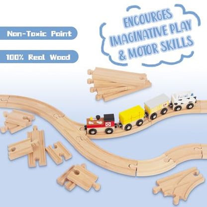 Wooden Train Tracks, 24Pcs Track Expansion Wooden Railway System - style: 24 Pcs