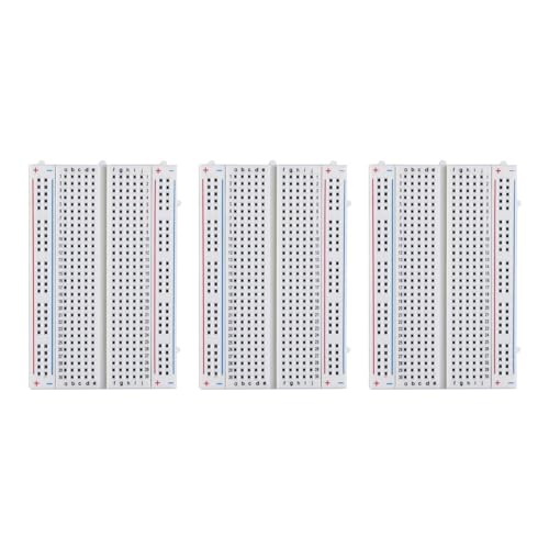 ELEGOO 400-Point Solderless Breadboard with 4 Power Rails 3PCS - size: 3 PCS 400 Point