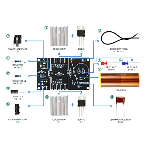 Soldering Practice Kit Music Black Tesla Coil (B) - style: BlackTesla