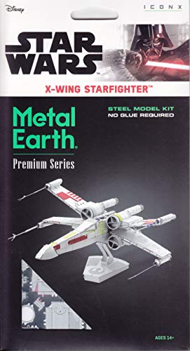 Metal Earth Puzzle 3D X-Wing Starfighter Metal Puzzle Star Wars Building Model Kits for Adults Challenging Level 5.49 X 11.61 X 5.41 Cm