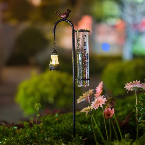 Hummingbird Rain Gauge Outdoor, Solar Rain Gauge - color: Street-Lamp