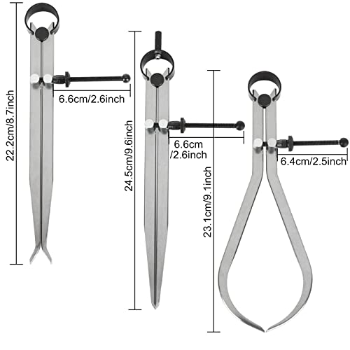 Acrux7 3Pcs 8 Inch Long Spring Caliper Set, Carbon Steel Outside Divider Caliper Compass, Calipers Measuring Tool for Wood Turning Lathe Projects