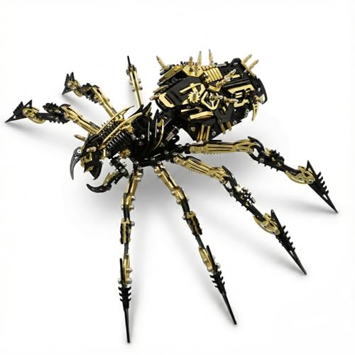 3D Metal Assembly Model Set Mechanical Spider Model Kit for Adults, 800pcs Brain Teaser STEM Kit for Kids, DIY Hobbies for Men Women - Creative DIY Gift for Adults & Teens (Black Gold)