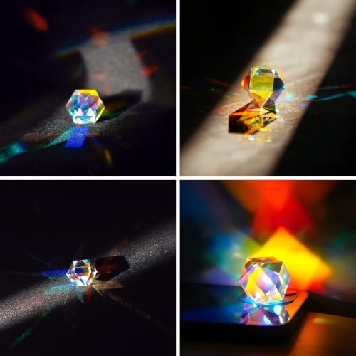1'' Glass Prisms Colored Crystal Optical Prism Beam Splitter For Physics - style: 20mm Polyhedron prism