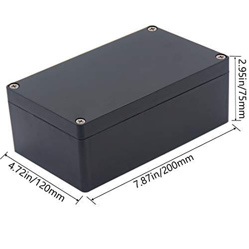 Junction Box IP65 Waterproof ABS Plastic Electrical Project Case Power Junction Boxes, Project Box with 4 PCS M16 Cable Glands 7.87 x4.72 x2.95 inch (200x120x75 mm) - color: Black, size: 7.87"x4.72"x2.95"
