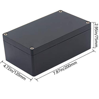 Junction Box IP65 Waterproof ABS Plastic Electrical Project Case Power Junction Boxes, Project Box with 4 PCS M16 Cable Glands 7.87 x4.72 x2.95 inch (200x120x75 mm) - color: Black, size: 7.87"x4.72"x2.95"