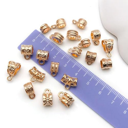 WOCRAFT 60pcs KC Gold Bails Space Beads Bracelet Charms for Jewelry Making Sets DIY Necklace Bracelet Keychain Crafting Charms Kit Craft Supplies (SN854) - color: KC Gold, size: Bails Charms