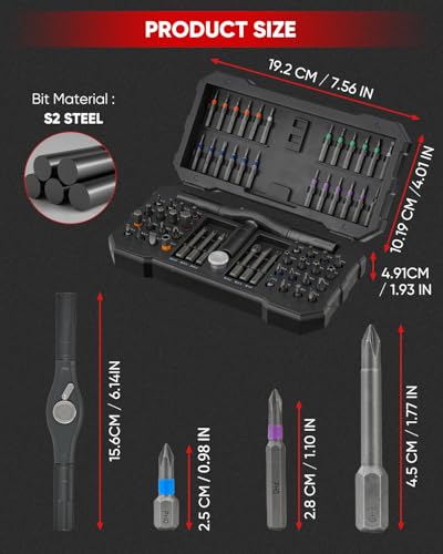 Saker 66 in 1 Magnetic Screwdriver Set,Multi Bit Ratcheting Screwdriver Set with Detachable Handle Portable Repair Tool Kit for Furniture, Electronics, Bike, DIY, Computer,Christmas Gifts - style: 66 in 1 Christmas