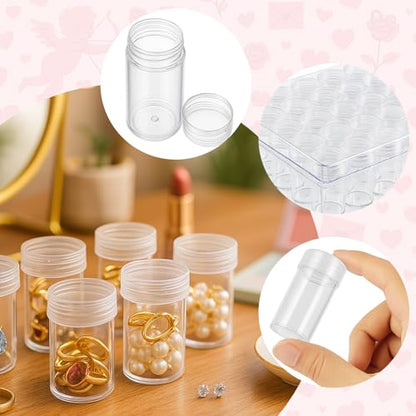 BigOtters Embroidery Diamond Storage Box, 30PCS Big Clear Plastic Bead Containers with Silicone Funnel for Jewelry Painting DIY Art Craft Rhinestones Sewing Cosmetic Nail Glitter Powder - size: 6.5 x 5.5 x 2inches