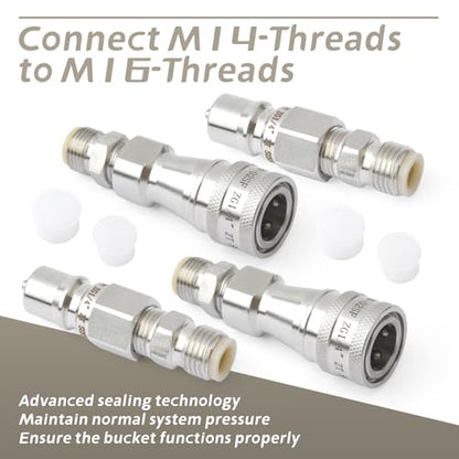 2Pcs M14-M16 Hydraulic Quick Coupling Adapter Compatible with AGT Mini Excavators Most Models and for Mini Excavator, Metric Hydraulic Fittings M14 Female to M16 Male Quick Connect