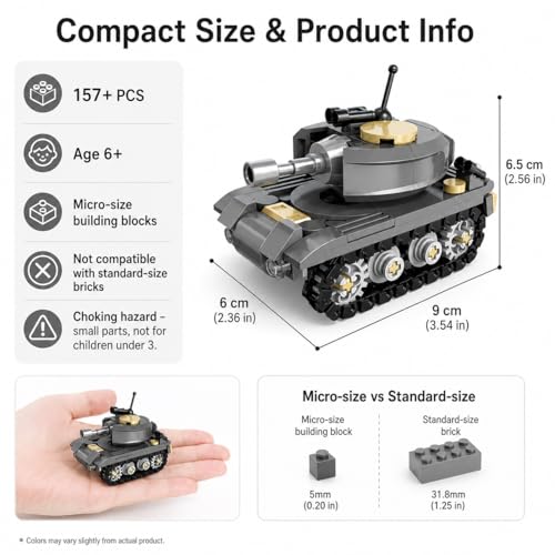 Micro Building Blocks Armored Phantom Tank Model Kit (4 Styles), Mini Cute Tank Set with Rotating Turret & Simulated Tracks,Develop Hands-on Skills (Wilderness F4 Tank (Gray)) - color: Wilderness F4 Tank (Gray)