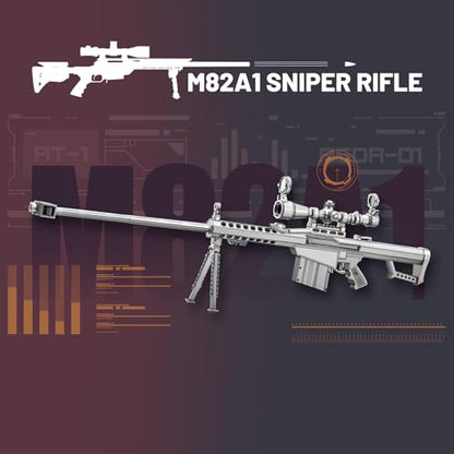 Piececool Gun Metal Model Kit, Sniper Rifle M82A1 Model Building Kits for Adults Brain Teaser Puzzles for Stress Relief DIY Assembling Crafts, Best Birthday Gifts - color: M82a1