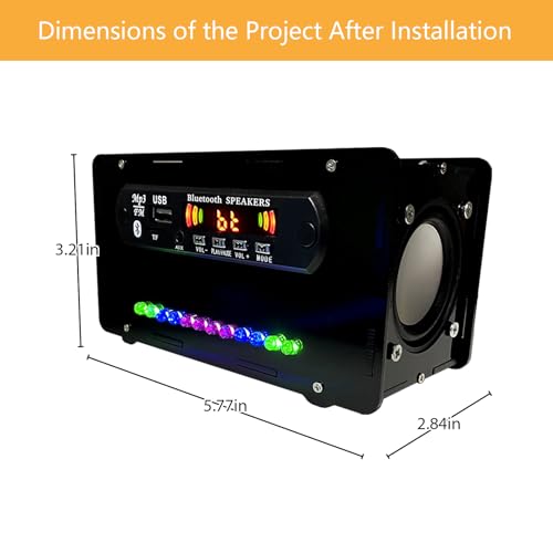 EIELE Soldering Practice Kit - Multi-Function Speaker with AUX & TF Playback, Voice-Activated Level Indicator, Dual Channel, Black Case - color: Black case