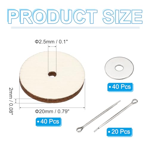 PATIKIL 20mm Doll Joints, 20 Set Removable Cotter Pin Joints Connector and Fiberboard Tray for Bear Limbs Making Head Joints DIY Crafts Accessories - size: 20mm