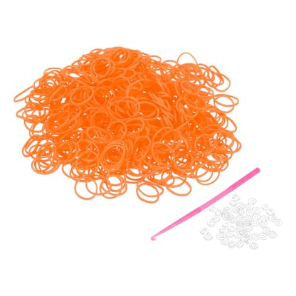 uxcell 600Pcs Loom Rubber Band, Bracelet Making Refill Kit Elastic Loom Band with 25Pcs S-Clips and 1Pcs Crochet Hooks for Weaving DIY Handcrafts, Orange Red - color: Orange Red