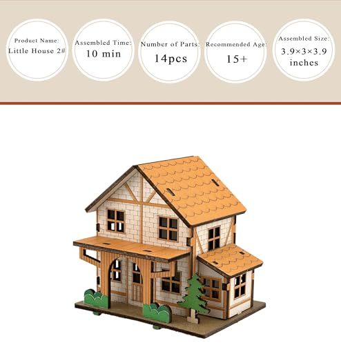 Log Cabin 3D Wooden House Puzzle,DIY Mini Building Model Kit，017 - color: 017