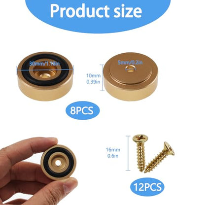 Pallet Metal Feet with Screws, 1.18 x 0.39 Inch H Butcher Block Non Slip Pads for Wood, Bamboo Cutting Board (Set of 8), Gold - color: Gold, size: 1.18 x 0.39 Inch
