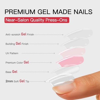 CurvLife Short Square French Tip Press On Nails, Crystal White, Soft Gel - color: French White Rhinestones