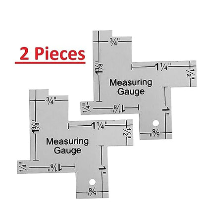 2 Pcs 2 Inch Mini Sewing Measuring Gauge Aluminium Sewing Ruler