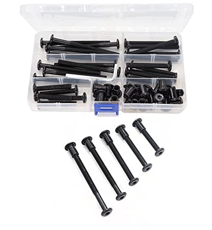 50pcs M6x35 /45/55/65/ 75mm Black Zinc Plated Hex Drive Socket Cap Bolts Barrel Nuts Assortment Kit, Furniture Joint Connector Bolts, Rivet Bolts Dowel Nuts, Countersunk Screw Post Fit - size: 35mm/45mm/55mm/65mm/75mm 50pcs