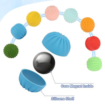 4PCS Silicone Magnetic Balls Fidget Toy, Quiet Fidget Toys for Teens Adults - color: Multi Color Delight Ball ×4