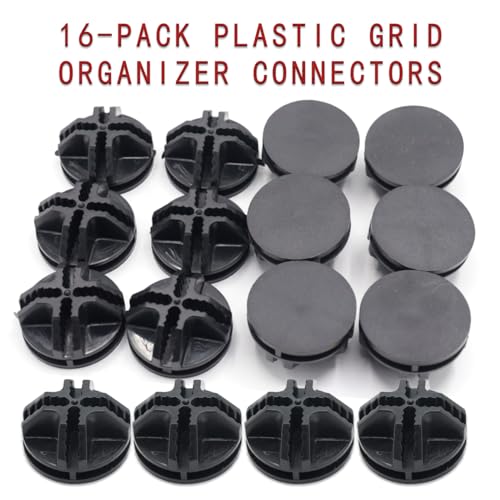 16-Pack Black Plastic Wire Cube Grid Connectors for Closet Shelf - color: 16pcs Black