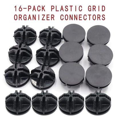 16-Pack Black Plastic Wire Cube Grid Connectors for Closet Shelf - color: 16pcs Black