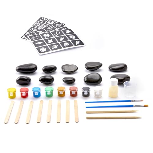 Discovery™ Solar System Studio Rock Art Kit, 35-Piece Space Craft Painting Set, Paint and Decorate Galaxy Rocks with Stencils, STEM Art Kit for Kids Ages 6+
