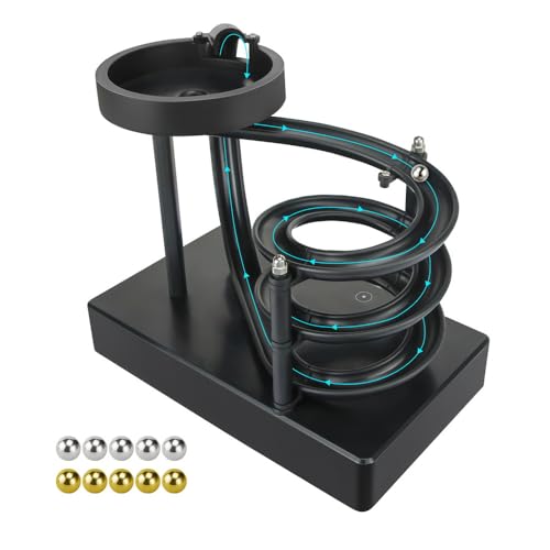 Kinetic Art Perpetual Motion Marble Machine for Home Office, Non-Stop Rolling Ball Toys Science Physics Gadget, Newtons Desktop Decoration Toys for Unisex Children Adult(Black)