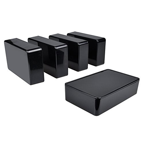 5 pack Electronic Prototype ABS Plastic Junction Project Box Enclosure 100mm by 60mm by 25mm for Portable, Arduino DIY (Black) - color: Black
