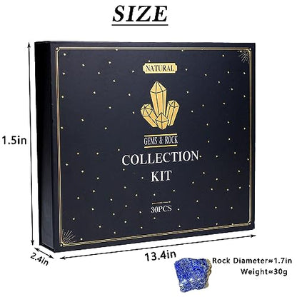 Rock Collection for Kids - 30Pcs Rocks, Gemstones & Crystals Kit