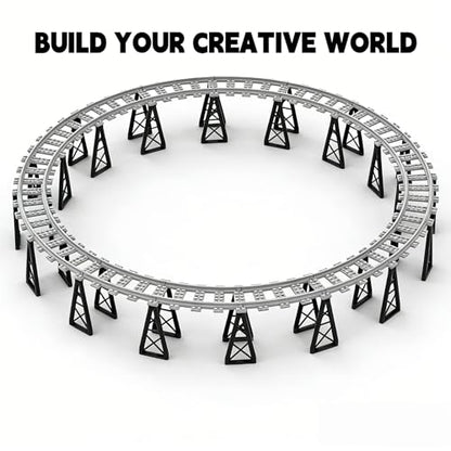 10IN1 (58PCS) Train Bridge Toy Track Accessory for Kids, Classic Railway Track Building Toy with Straight, Curved, Bracket, Cross & Bridge Tracks (Train Base 58PCS) - style: 10IN1 SET