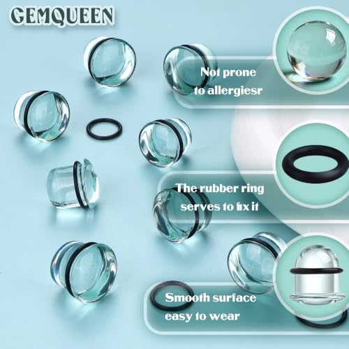 GEMQUEEN 24 Pcs 0.5mm Increments Glass Ear Stretching Kit Hypoallergenic - color: Clear, size: 17mm-20mm | 8pcs