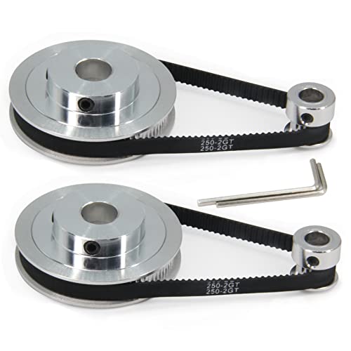 2PCS Set GT2 Synchronous Wheel 20&80 Teeth 12mm Bore Aluminum Timing Pulleys with 2PCS Length 250mm Width 6mm Belt (20-80T-12B-6) - style: 20-80T-12B-6